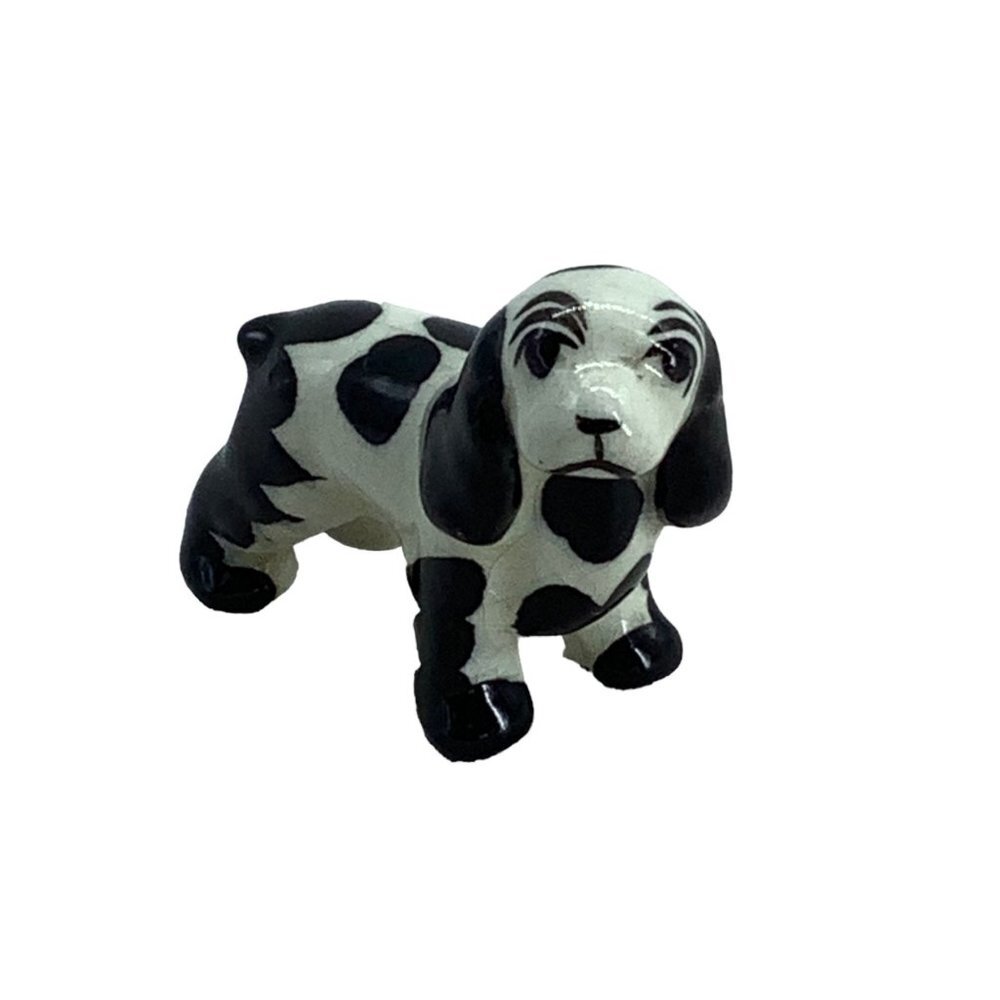 Vtg Hagen Renaker Springer Cocker Spaniel Puppy Dog Black White Spotted Ceramic